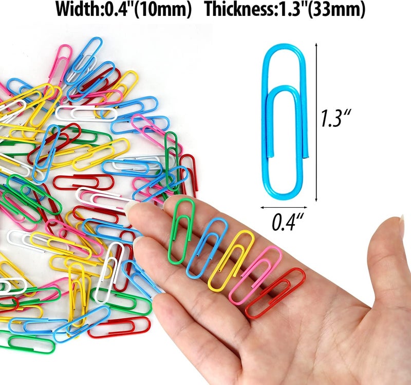 AnutriON Paper Clips, 180 Pack Medium Size Paperclips 1.3 Inch (33mm) Assorted Colored Coated Paper Clips Great for Office School Document Organizing - Image 2